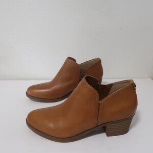 Naturalizer Cognac Leather Ankle Booties Size 7.5 Excellent Condition